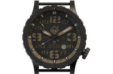 Image of Hazard 4 Heavy Water Diver, 50mm Black Titanium GMT Watch with Tritium, Black Dial, Earth Texts, Green/Yellow Tritium, HWD-TIPV-G-E-KE-GGYG