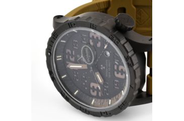 Image of Hazard 4 Heavy Water Diver, 50mm Black Titanium GMT Watch with Tritium, Black Dial, Earth Texts, Green/Yellow Tritium, HWD-TIPV-G-E-KE-GGYG