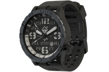 Image of Hazard 4 Heavy Water Diver, 50mm Black Titanium GMT Watch with Tritium, Black Dial, White Texts, Green/Yellow Tritium HWD-TIPV-G-W-KW-GGYG