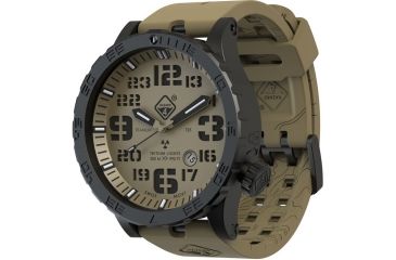 Image of Hazard 4 Heavy Water Diver, 50mm Black Titanium Watch with Tritium, Earth Dial, Black Texts, Green/Yellow Tritium HWD-TIPV-EK-GGYG
