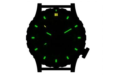 Image of Hazard 4 Heavy Water Diver, 50mm Titanium GMT Watch with Tritium, Black Dial, White Texts, Green/Yellow Tritium, HWD-TI-G-Y-KW-GGYG