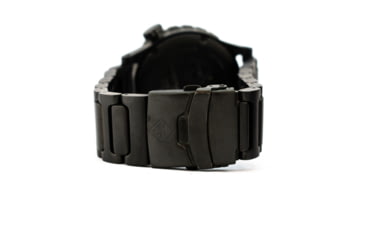 Image of Hazard 4 Heavy Water Diver, 50mm Titanium Watch Bracelet with Tritium, Black Dial, White Texts, Blue/Red Tritium, HWD-TIPV-B-KW-GGYG