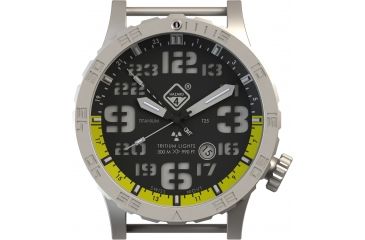 Image of Hazard 4 HeavyWaterDiver BlackTie B Ti Bracelet Yellow GMT, Silver, HWD-TI-B-G-Y-KW-GGYG