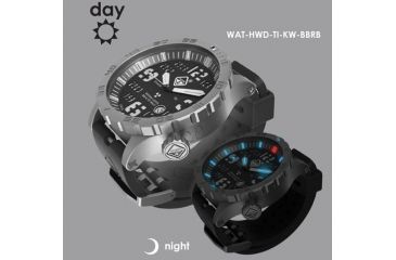 Image of Hazard 4 HeavyWater Diver Titanium Tritium Dive Watch,Black Dial,White Graphics,Blue Bezel,Nylon Strap WAT-HWD-TI-KW-BBRB