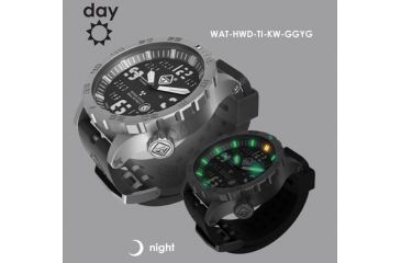 Image of Hazard 4 HeavyWater Diver Titanium Tritium Dive Watch,Black Dial, White Graphics,Green Bezel,Nylon Strap WAT-HWD-TI-KW-GGYG