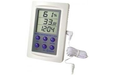 Image of HB Instrument Company Digital Hygrometer/Thermometer/Clock with Outdoor Sensor 3745 Vwr Digital CLOCK-THERMOMETER