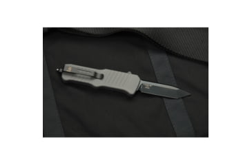 Image of Heckler &amp; Koch Auto Hk Mini Incursion OTF Automatic Folding Knives w/ Glass breaker, 3in, Black PVD Coated 154CM Stainless Tanto Blade, Gray Anodized Aluminum Handle, 54042