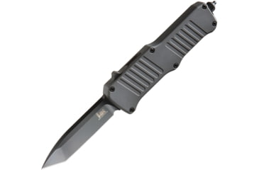 Image of Heckler &amp; Koch Auto Hk Mini Incursion OTF Automatic Folding Knives w/ Glass breaker, 3in, Black PVD Coated 154CM Stainless Tanto Blade, Gray Anodized Aluminum Handle, 54042