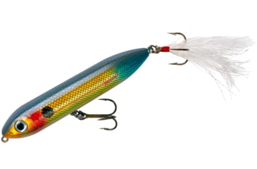 Image of Heddon Super Spook Jr. Topwater Walking Bait, 3-1/2in, 1/2 oz, Feathered Treble, Wounded Shad, X9236FHBS