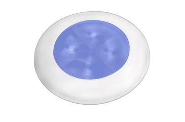 Image of Hella Marine 24V LED Round Courtesy Lamp w/ White Bezel, Blue, 980503241