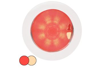 Image of Hella Marine EuroLED 150 Recessed Surface Mount Touch LED Lamp w/ White Plastic Rim, Red/Warm White, 980630102