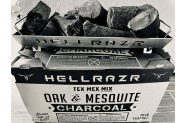 Image of OPMOD HellRazr Tex Mex Mix Oak/Mesquite Charcoal, 20 lbs, Box, TEXMEX-C-BOX-20