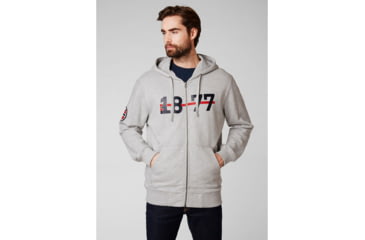 Image of Helly Hansen 1877 Full Zip Hoodie - Mens, Grey Melange, Extra Large, 53226-950-XL