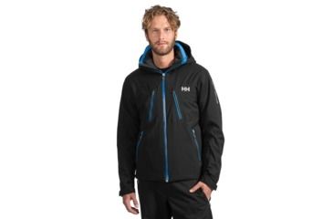 Image of Helly Hansen Alpha Jacket - Men's-Black/Racer Blue-X-Large