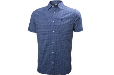 Image of Helly Hansen Domar Short Sleeve Shirt - Men's-Sodalite Blue Micro Check-Medium