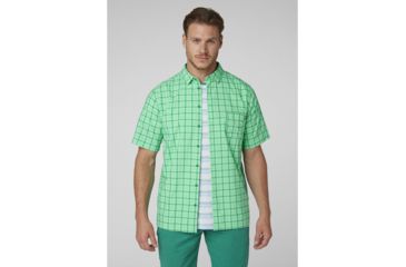 Image of Helly Hansen Fjord Qd Short Sleeve Shirt - Mens, Pepper Green Check, 2XL, 34048471-2XL