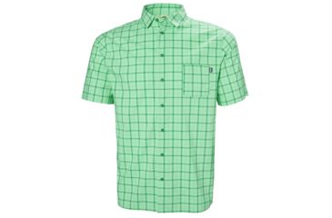 Image of Helly Hansen Fjord Qd Short Sleeve Shirt - Mens, Pepper Green Check, 2XL, 34048471-2XL