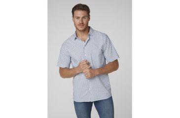 Image of Helly Hansen Fjord Qd Short Sleeve Shirt - Mens, White Check, 2XL, 34048001-2XL