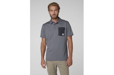 Image of Helly Hansen Oksval Short Sleeve Polo - Mens, Graphite Blue, Large, 62896-994-L