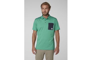 Image of Helly Hansen Oksval Short Sleeve Polo - Mens, Pepper Green, Large, 62896-471-L
