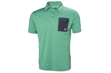 Image of Helly Hansen Oksval Short Sleeve Polo - Mens, Pepper Green, Small, 62896-471-S