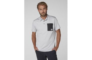 Image of Helly Hansen Oksval Ss Polo - Mens, Grey Fog Melange, Medium, 62896853-M