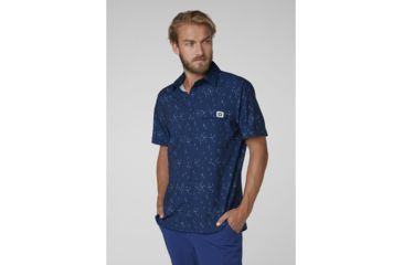 Image of Helly Hansen Oya Short Sleeve Shirt - Mens, Catalina Blue Print, Extra Large, 62854541-XL