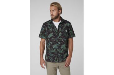 Image of Helly Hansen Oya Short Sleeve Shirt - Mens, Ebony/Print, Small, 62854980-S