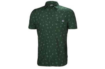Image of Helly Hansen Oya Short Sleeve Shirt - Mens, Jungle Green Print, Extra Large, 62854390-XL