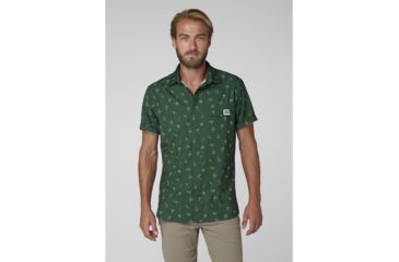 Image of Helly Hansen Oya Short Sleeve Shirt - Mens, Jungle Green Print, Large, 62854-390-L