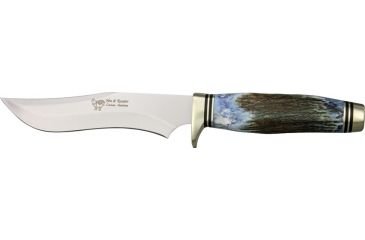 Image of Hen &amp; Rooster Bowie Stag Blue Fixed Blade Knife, 5.875in, German Stainless Blade, Blue Stag Handle HR4800BLS
