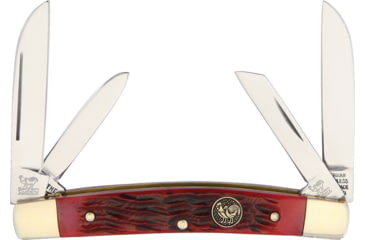 Image of Hen &amp; Rooster Congress Red Pick Bone Folding Knife, mirror finish stainless coping, sheepsfoot, spear,, red pick bone handle, 364S-RPB