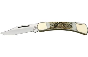 Image of Hen &amp; Rooster Lockback Folding Knife, 3.25in, Stainless Clip Blade, Genuine Deer Stag Handle HR361DS
