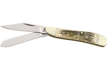 Image of Hen &amp; Rooster Peanut Deer Stag Folding Knife, 2.75in, Stainless Clip and Spey Blade, Deer Stag Handle HR402DS