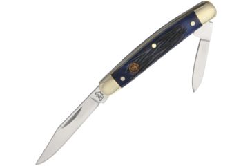 Image of Hen &amp; Rooster Pen Knife Blue Pick Bone Folding Knife,Clip and Pen,Blue,Pick Bone Handle HR302BLPB