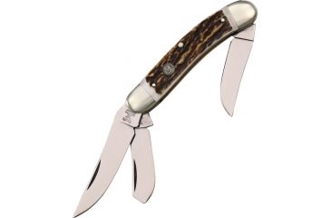 Image of Hen &amp; Rooster Sowbelly Stockman Folding Knife,3.75in closed,Clip and Spey Blade,Genuine Stag Handle HR213DS