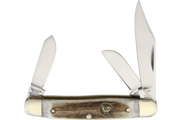 Image of Hen &amp; Rooster Stockman Deer Stag Folding Knife,3.25 in Closed,Clip,Spey and Sheepsfoot,Deer Stag Handle HR333DS