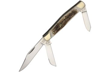 Image of Hen &amp; Rooster Stockman Deer Stag Folding Knife,Clip,3.875 in Closed,Spey and Sheepsfoot,Deer Stag Handle HR343DS