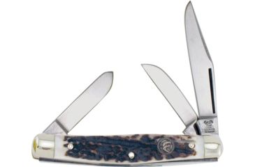 Image of Hen &amp; Rooster Stockman Deer Stag Folding Knife,Clip,4 in Closed,Spey and Sheepsfoot,Deer Stag Handle HRS173DS