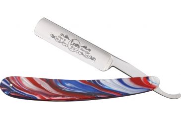 Image of Hen &amp; Rooster Straight Razor Barber Shop Folding Knife, 4.125in, Razor Blade, Barbershop Pole Corelon Handle HR401BSP