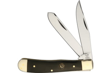 Image of Hen &amp; Rooster Trapper Buffalo Horn Folding Knife, 4.13 Mirror SS Clip/ Spey Blades, Buffalo Horn Handle, Nickel Silver Bolster, Inlay Shield, 312-CBH