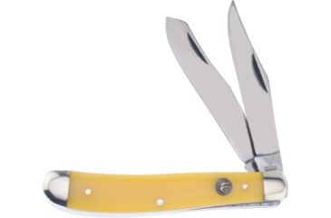 Image of Hen &amp; Rooster Trapper Yellow Folding Knife,Clip and Spey,3.875 in,Yellow,Composition Handle with Inlay HR412Y