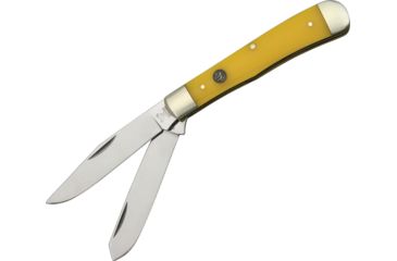Image of Hen &amp; Rooster Trapper Yellow Folding Knife,Clip and Spey, 4.125 in,Yellow,Composition Handle with Inlay HR312Y