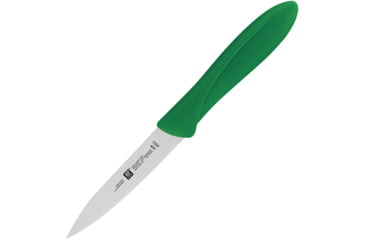 Image of HENCKELS ZWILLING Twin Master Parer Knife, 8.25in Overall, 4in Satin Finish Stainless Blade, Green Plastic Handle, 32100-102