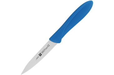 Image of HENCKELS ZWILLING Twin Master Parer Knife, 8.25in Overall, 4in Satin Finish Stainless Blade, Blue Plastic Handle, Boxed, 32100-104