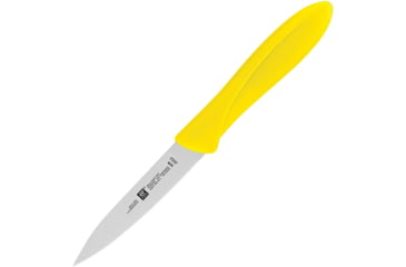 Image of HENCKELS ZWILLING Twin Master Parer Knife, 8.25in Overall, 4in Satin Finish Stainless Blade, Yellow Plastic Handle, Boxed, 32100-100