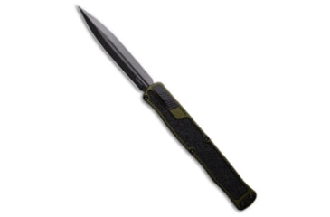 Image of Heretic Knives Cleric II Automatic Folding Knife, 4.25in, CPM MagnaCut, Dagger Blade, Aluminum, Rubber, OD Green/Black Handle, OD Green/Black/Black, 10.00 inch, BHQ-201367