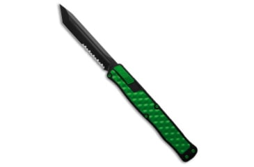 Image of Heretic Knives Cleric II Automatic Folding Knife, 4.25in, CPM MagnaCut, Tanto Blade, Aluminum, Steel, Black/Green Handle, Serrated, Black/Green/Black, 10.00 inch, BHQ-198372