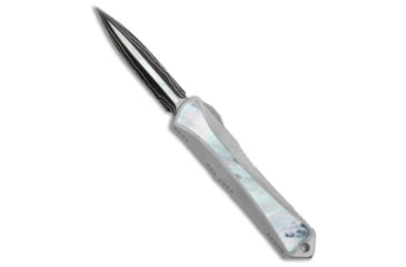 Image of Heretic Knives Custom Manticore S Automatic Folding Knife, 2.58in, Damascus, Dagger Blade, Gemstone, Steel, Gray/Spectrum Handle, Gray/Spectrum/Gray, 6.51 inch, BHQ-197308