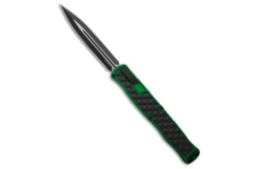 Image of Heretic Knives Cleric II Automatic Folding Knife, 4.25in, CPM MagnaCut, Dagger Blade, Aluminum, Steel, Green/Black Handle, Green/Black/Black, 10.00 inch, BHQ-180953